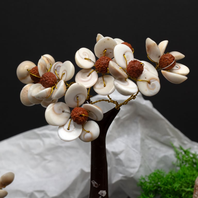 Med Gomati Chakra Circle Stone Tree with 45 Rudraksha Beads - Meditation Spiritual Jewelry