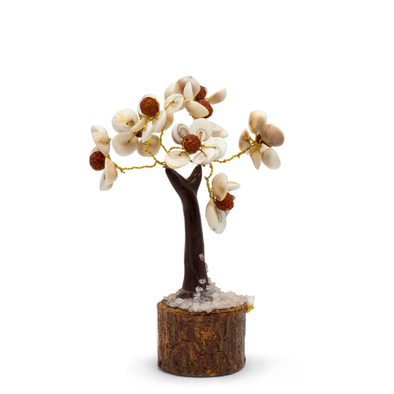 Med Gomati Chakra Circle Stone Tree with 45 Rudraksha Beads - Meditation Spiritual Jewelry