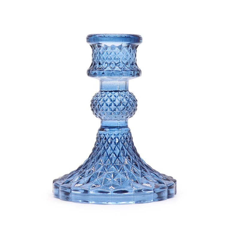 Vintage Royal Blue Dinner Candle Holder - Elegant Table Centerpiece Decor