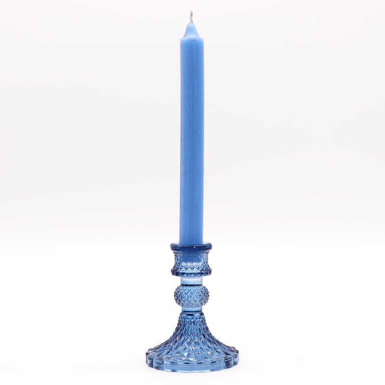 Vintage Royal Blue Dinner Candle Holder - Elegant Table Centerpiece Decor