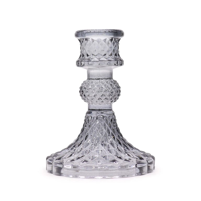 Vintage Midnight Grey Dinner Candle Holder - Antique Style Table Decor