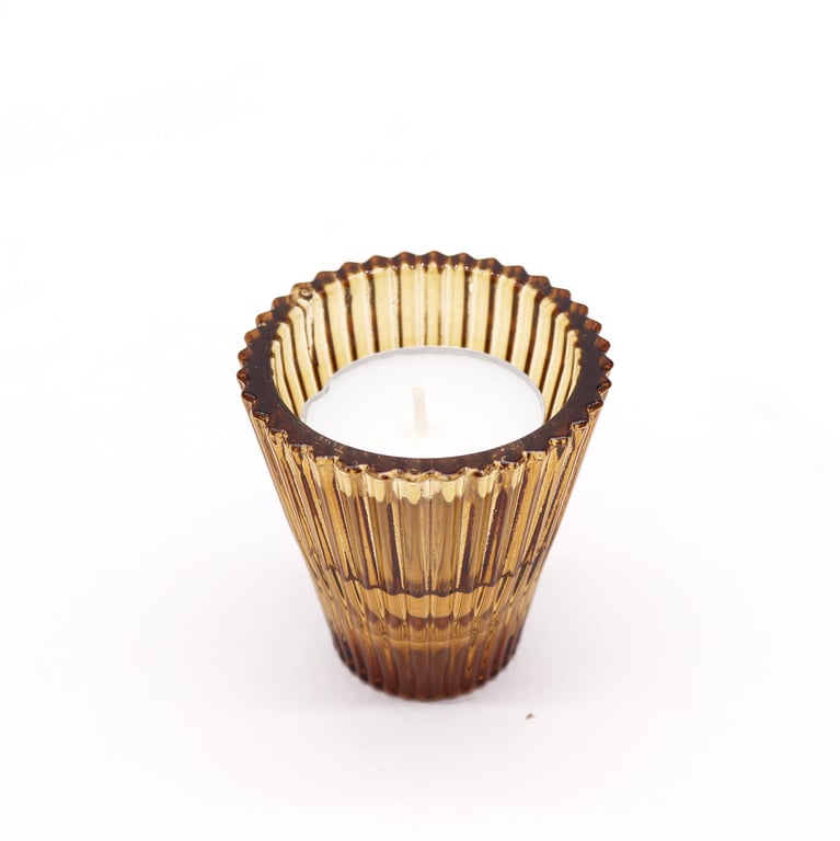 Antique Amber Flip Dinner Candle Holder - Enhance Your Table Ambiance
