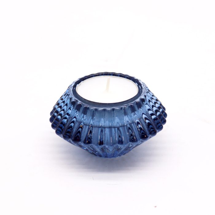 Royal Blue Flower Flip Dinner Candle Holder - Tealight Holder with Flip Up Design