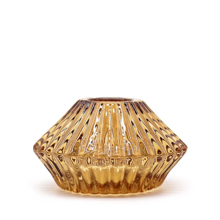 Antique Amber Flower Flip Candle Holder - Dinner Tealight Ring Holder