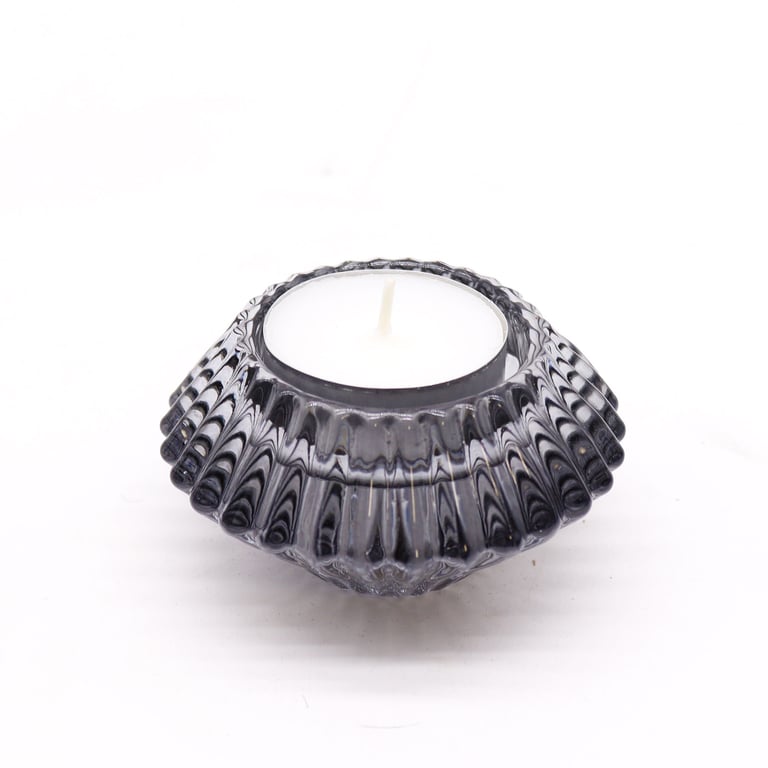 Midnight Grey Flower Flip Candle Holder - Dinner & Tea Light Stand
