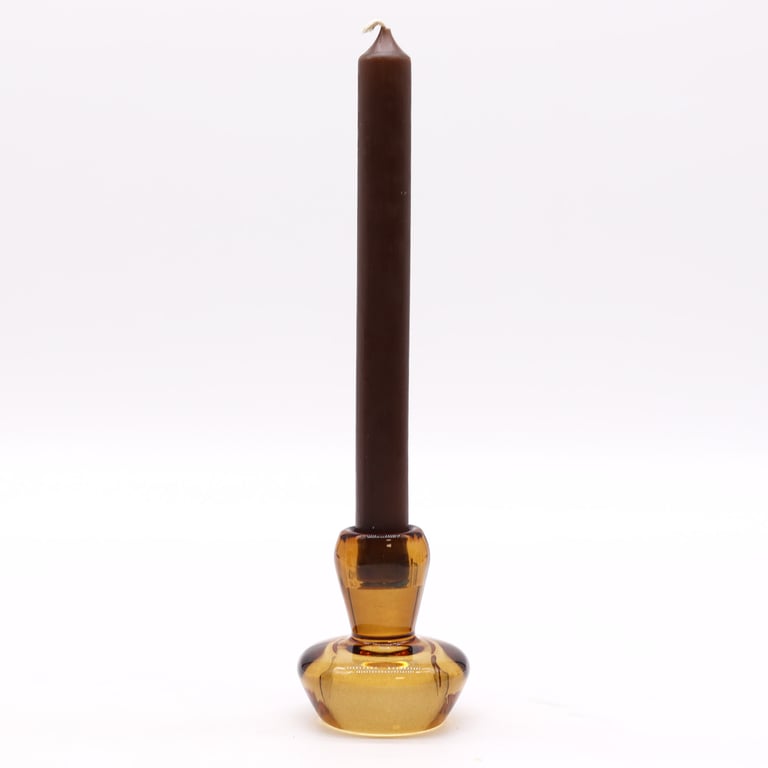 Antique Amber Mushroom Flip Dinner Candle Holder with Tealight Accommodation