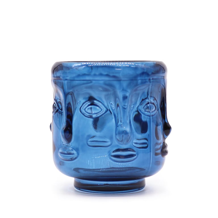 Buddha Faces Royal Blue Meditation Candle - Spiritual Home Decor