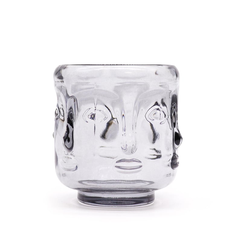 Buddha Faces Candle Jar - Meditation and Relaxation Midnight Grey Holder for Home Decor