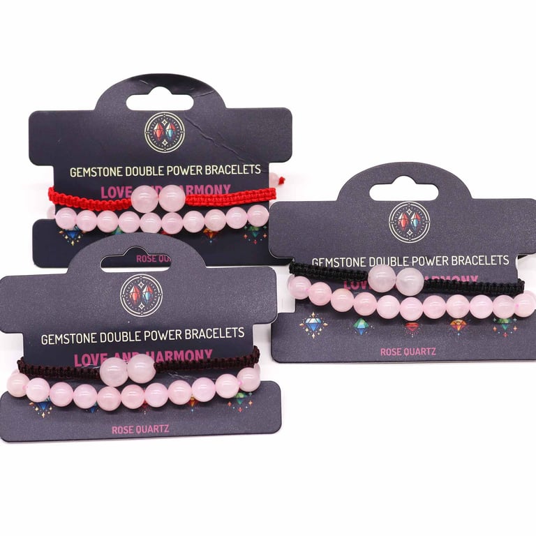 Rose Quartz Gemstone Double Power Crystal Healing Energy Bracelet