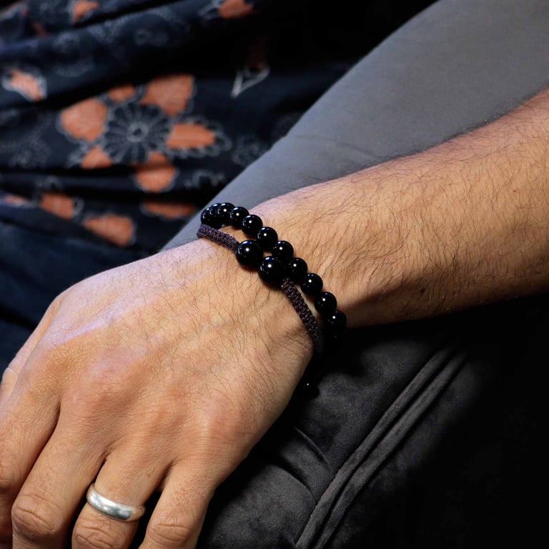 Black Agate Gemstone Double Power Bracelets - Fashion Jewelry and Home Decor Healing Energy