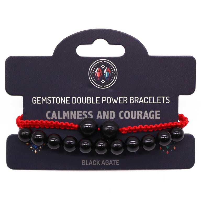 Black Agate Gemstone Double Power Bracelets - Fashion Jewelry and Home Decor Healing Energy