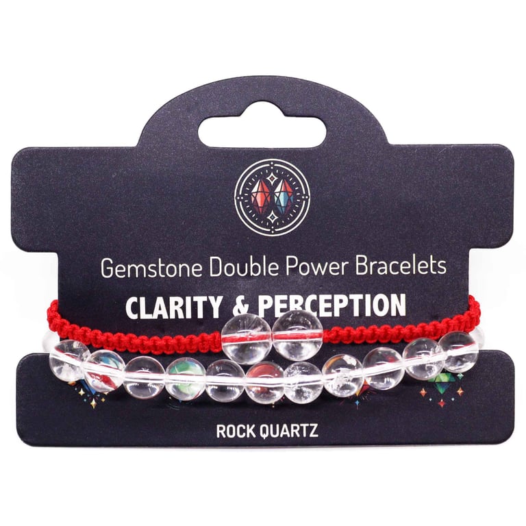 Rock Quartz Gemstone Double Power Healing Crystal Bracelet