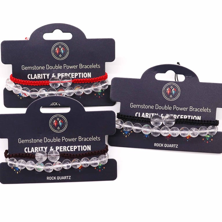 Rock Quartz Gemstone Double Power Healing Crystal Bracelet