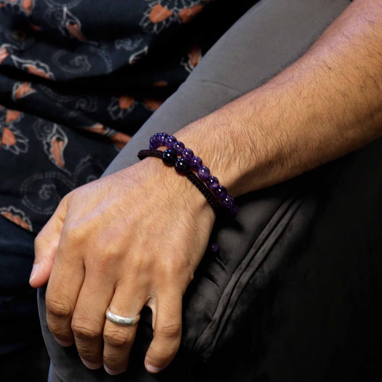 Amethyst Gemstone Double Power Crystal Healing Bracelet