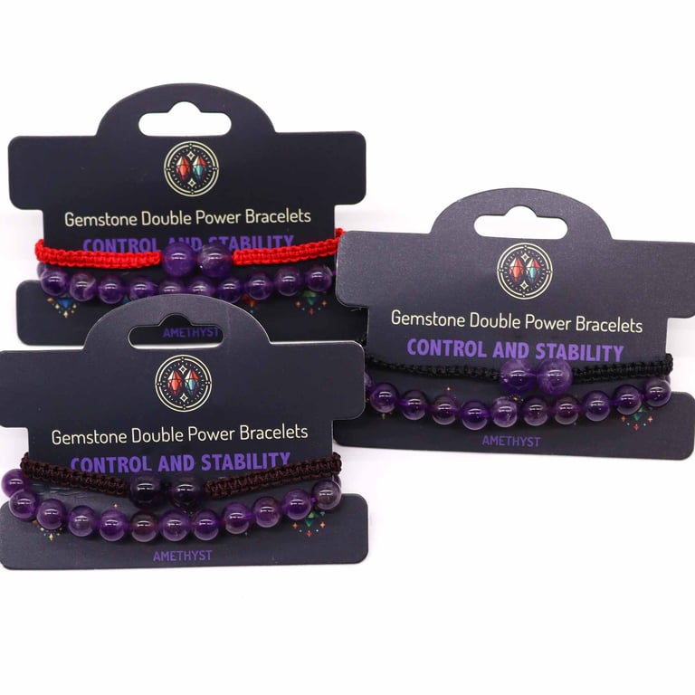 Amethyst Gemstone Double Power Crystal Healing Bracelet