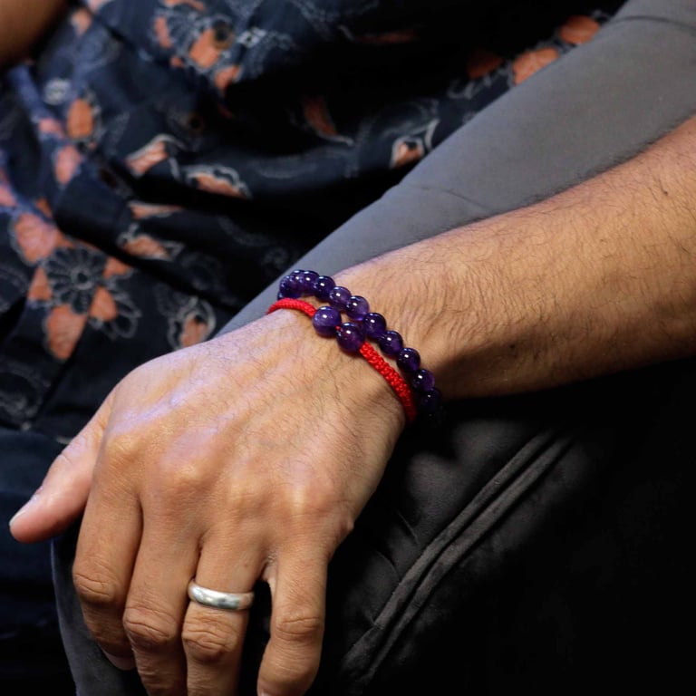 Amethyst Gemstone Double Power Crystal Healing Bracelet