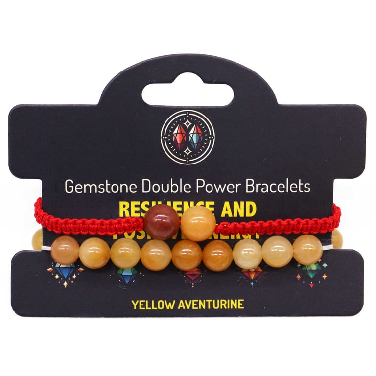 Yellow Aventurine Gemstone Double Power Healing Crystal Bracelet