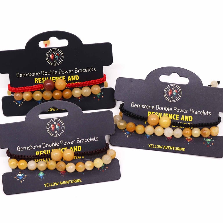 Yellow Aventurine Gemstone Double Power Healing Crystal Bracelet