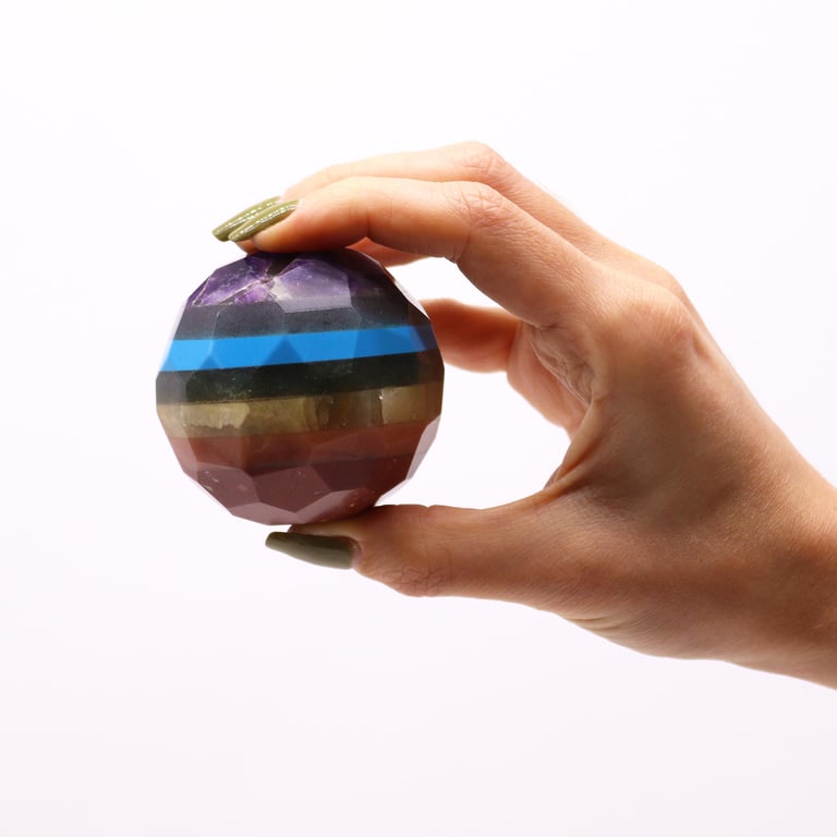 Healing Ball & Stand - Faceted Gemstone Seven Chakra - E-store Brand Name