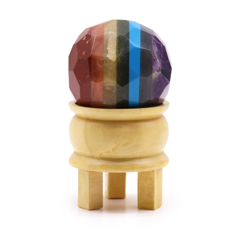 Healing Ball & Stand - Faceted Gemstone Seven Chakra - E-store Brand Name