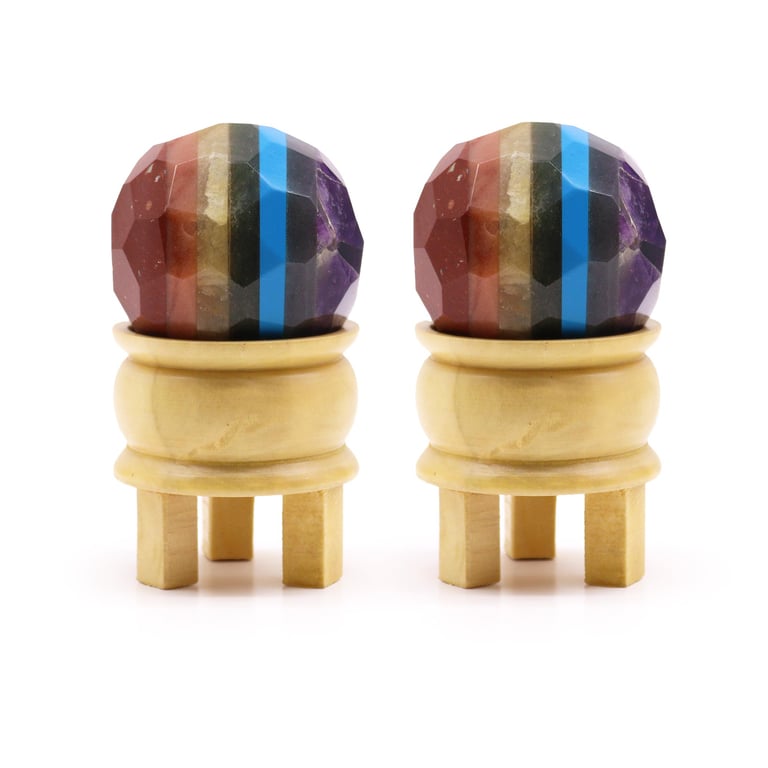 Healing Ball & Stand - Faceted Gemstone Seven Chakra - E-store Brand Name
