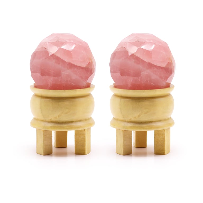 Rose Quartz Faceted Healing Ball & Stand - Gemstone Product