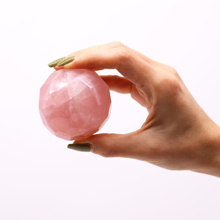 Rose Quartz Faceted Healing Ball & Stand - Gemstone Product