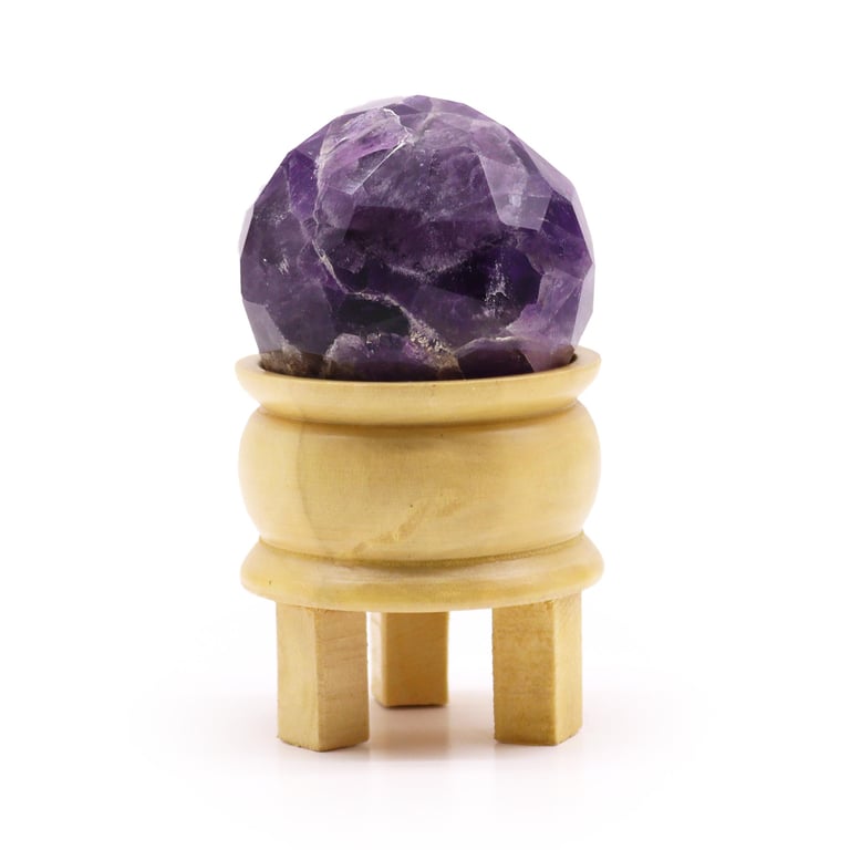 Healing Amethyst Faceted Ball & Stand - Gemstone Choice
