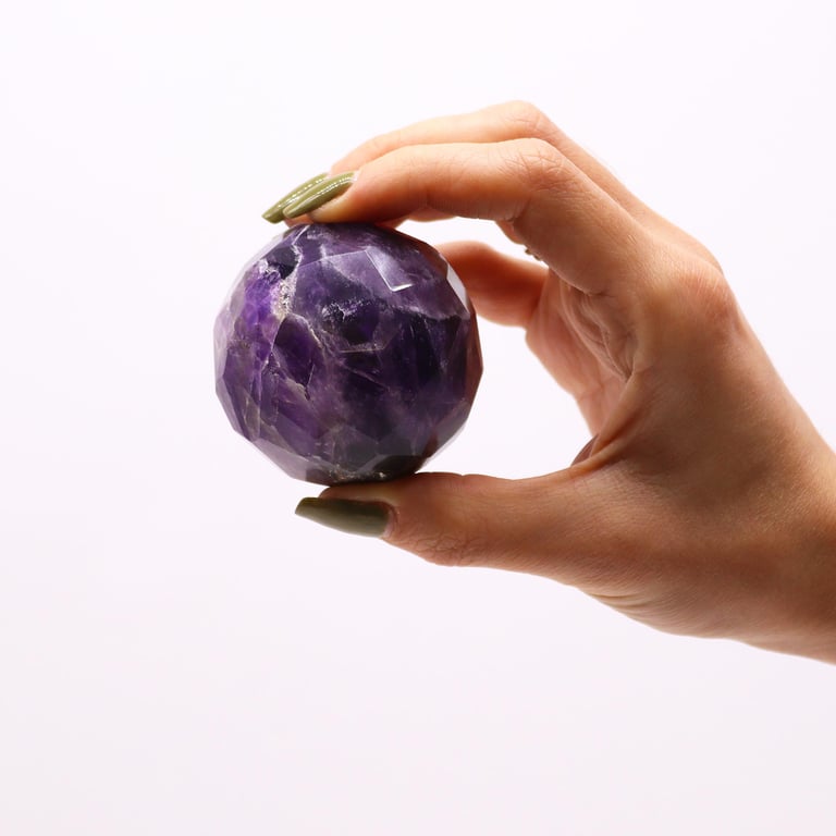 Healing Amethyst Faceted Ball & Stand - Gemstone Choice