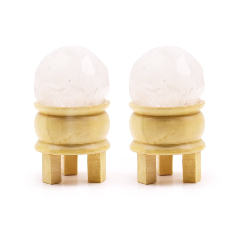 Quartz Gemstone Faceted Healing Ball & Stand - Rock Crystal Product