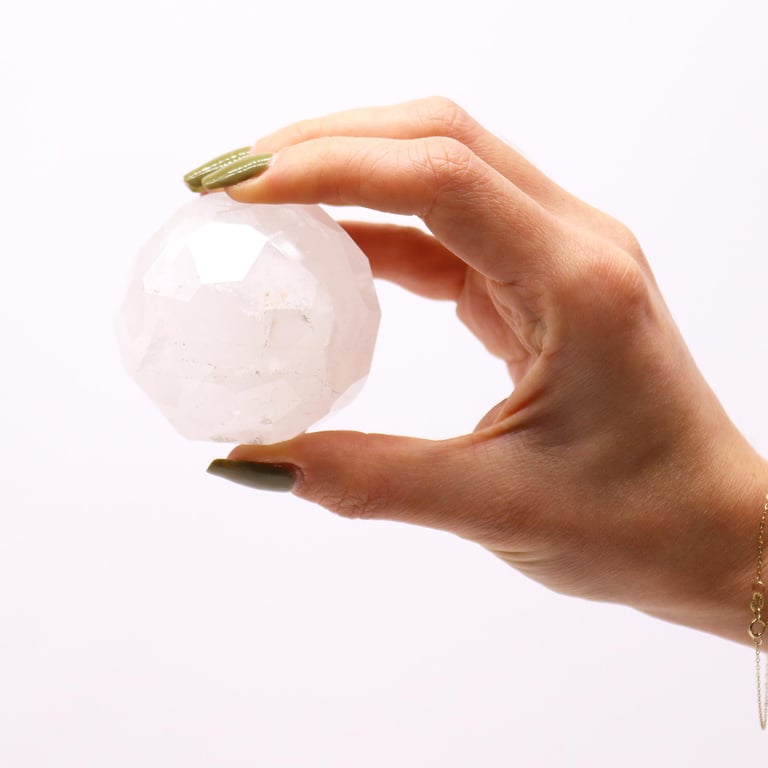 Quartz Gemstone Faceted Healing Ball & Stand - Rock Crystal Product