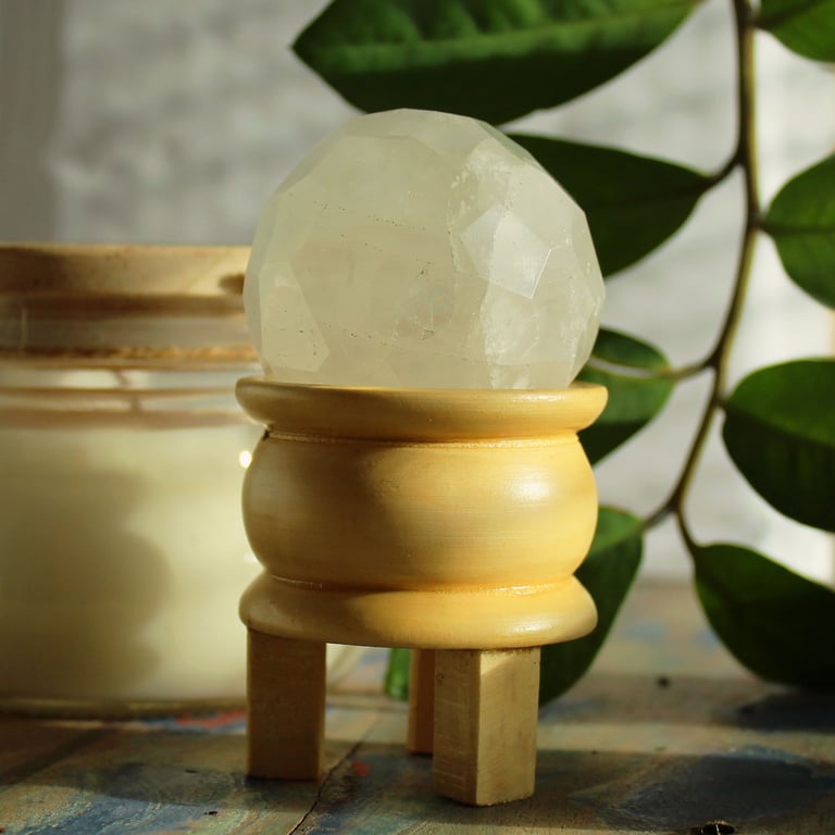 Quartz Gemstone Faceted Healing Ball & Stand - Rock Crystal Product