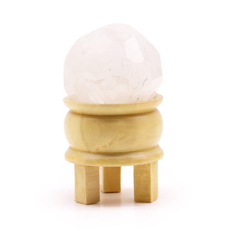 Quartz Gemstone Faceted Healing Ball & Stand - Rock Crystal Product