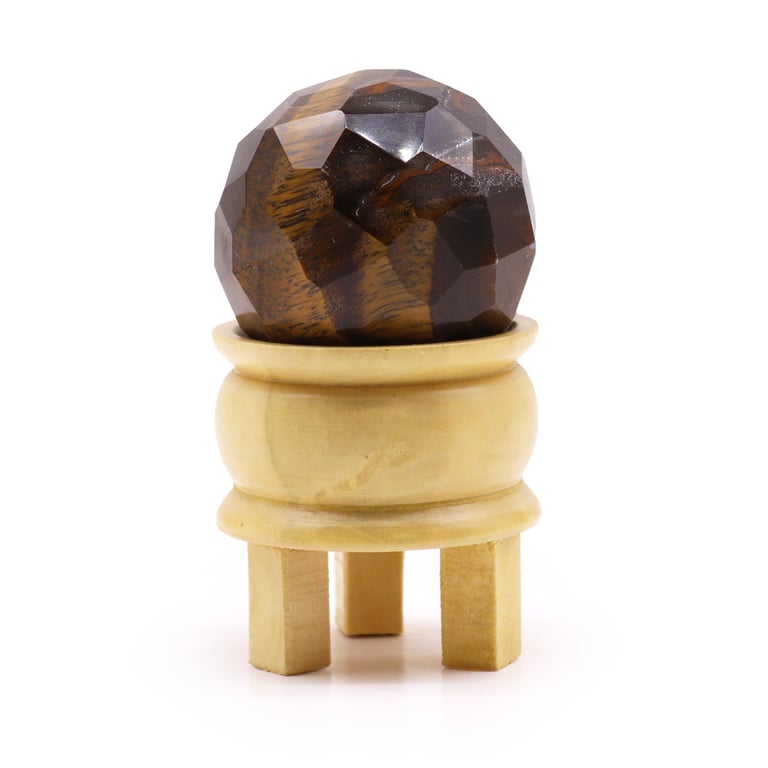 Tigereye Faceted Gemstone Healing Ball & Stand