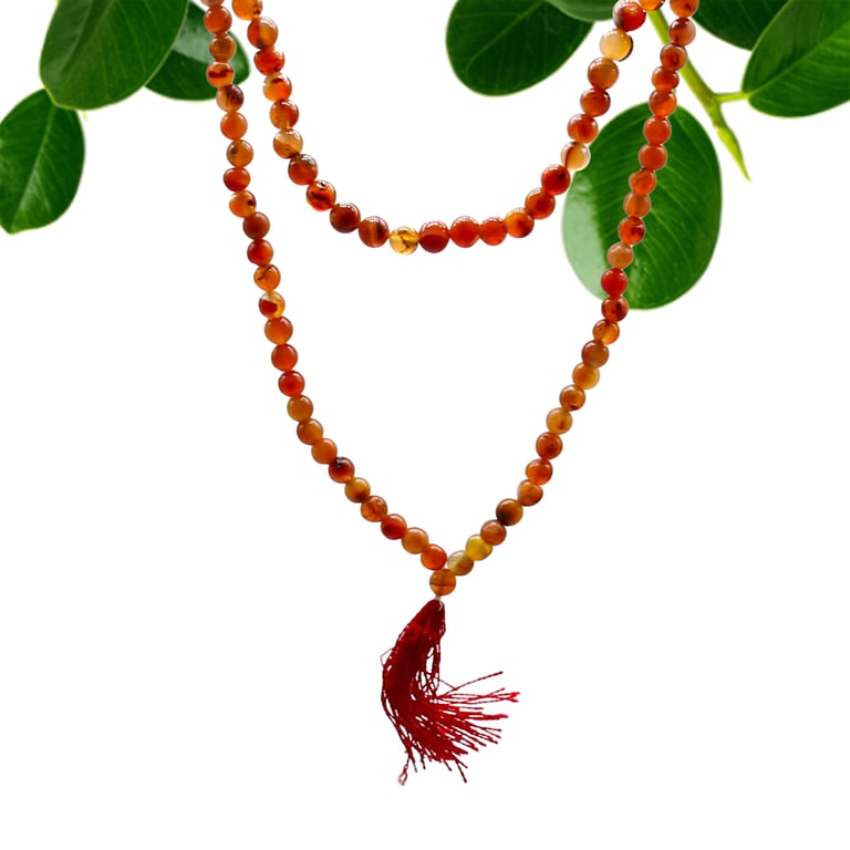 108 Bead Mala (Carnelian) - Powerful Crystal Healing Aid