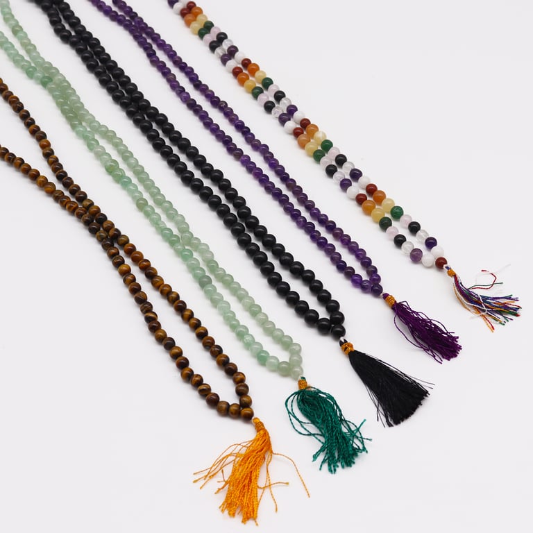 Black Agate 108 Bead Mala - Meditation Aid