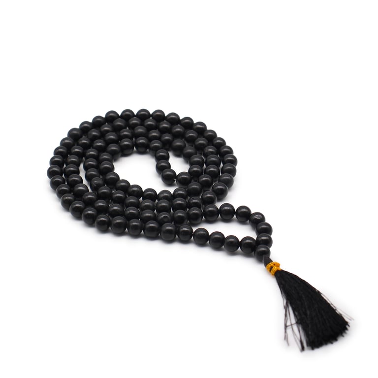 Black Agate 108 Bead Mala - Meditation Aid