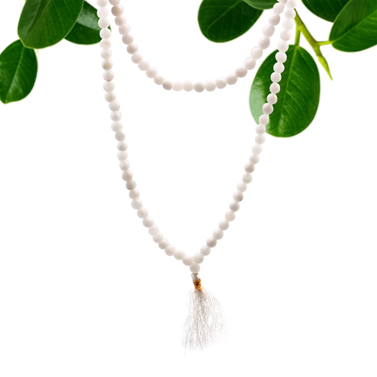 White Quartz 108 Bead Mala - Premium Quality