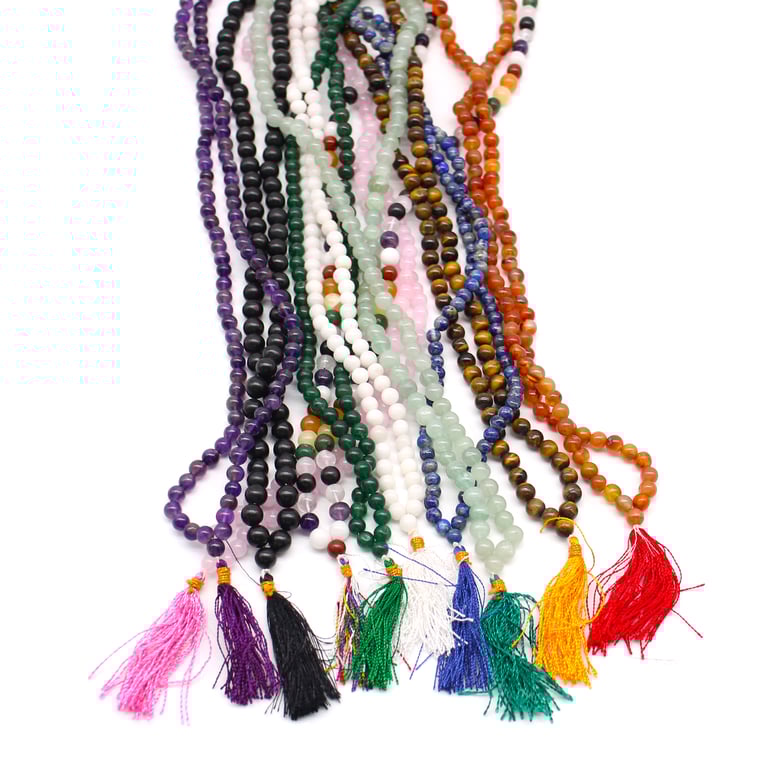 White Quartz 108 Bead Mala - Premium Quality