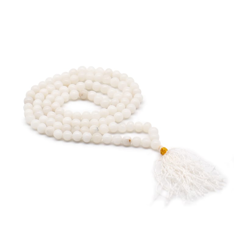 White Quartz 108 Bead Mala - Premium Quality