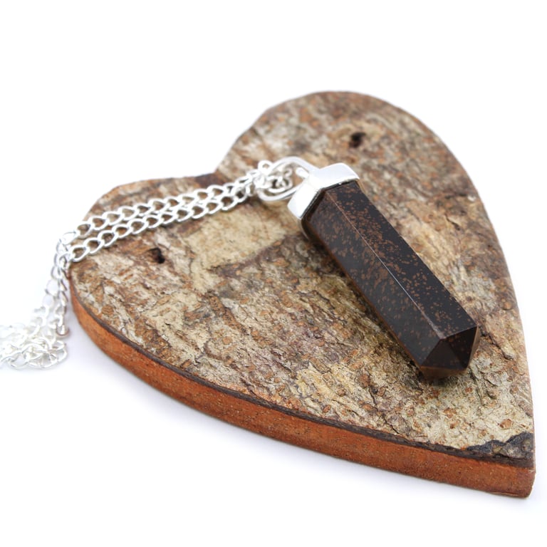 Tiger Eye Classic Point Gemstone Pendant Necklace
