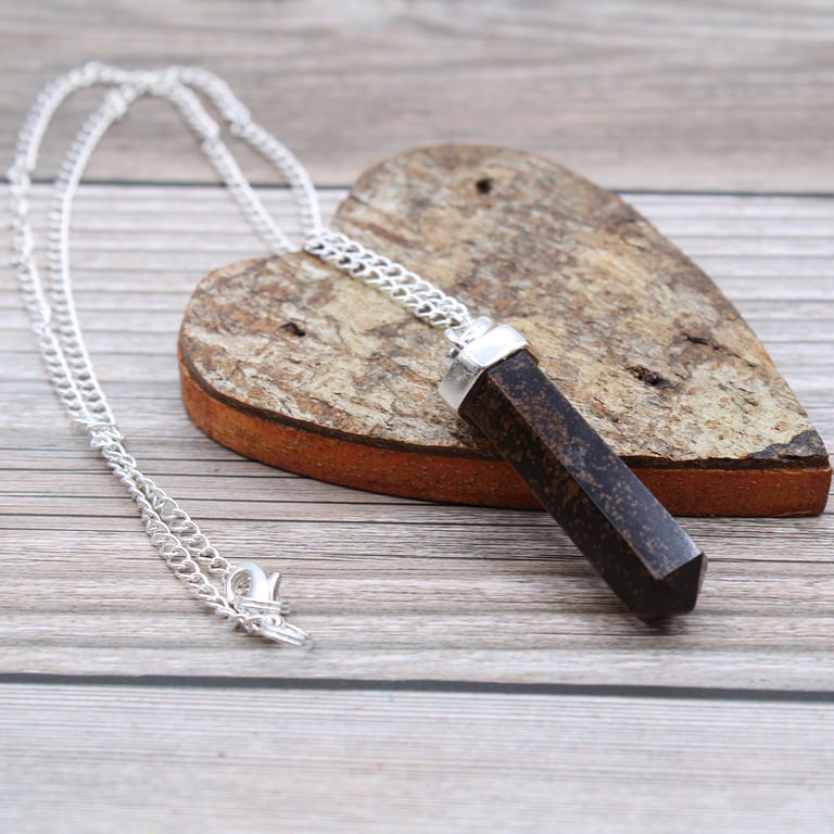 Tiger Eye Classic Point Gemstone Pendant Necklace