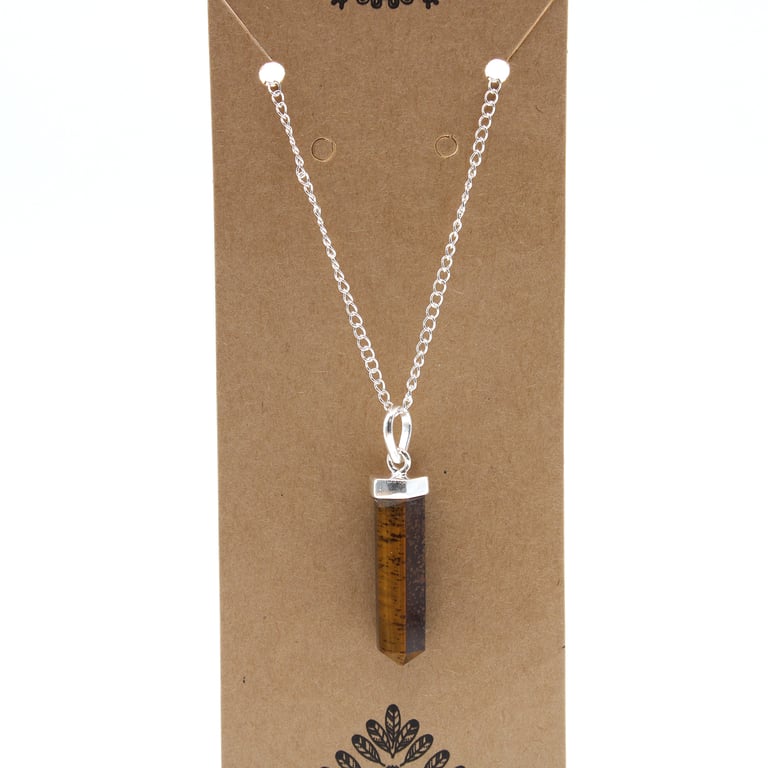 Tiger Eye Classic Point Gemstone Pendant Necklace