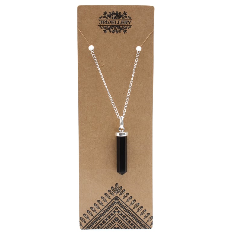 Black Agate Classic Point Gemstone Pendant - Elegant Agate Jewelry Necklace