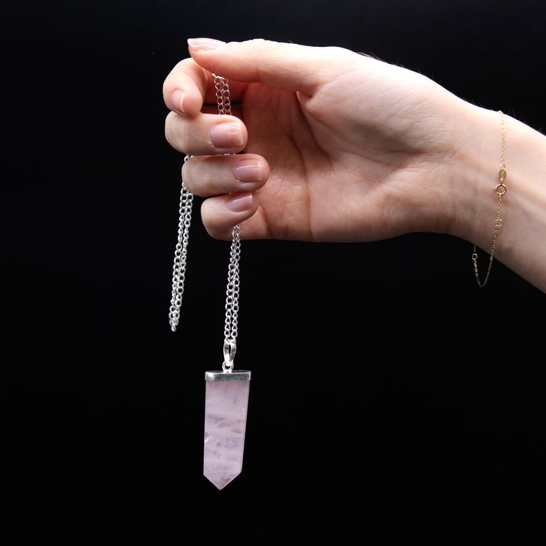 Black Agate Gemstone Flat Pencil Pendant - Genuine Agate Jewelry Piece