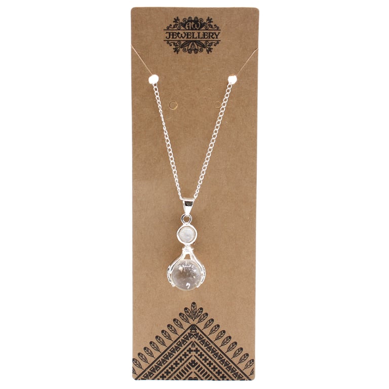Rock Quartz Gemstone Healing Hands Pendant - Crystal Energy and Balance Jewelry