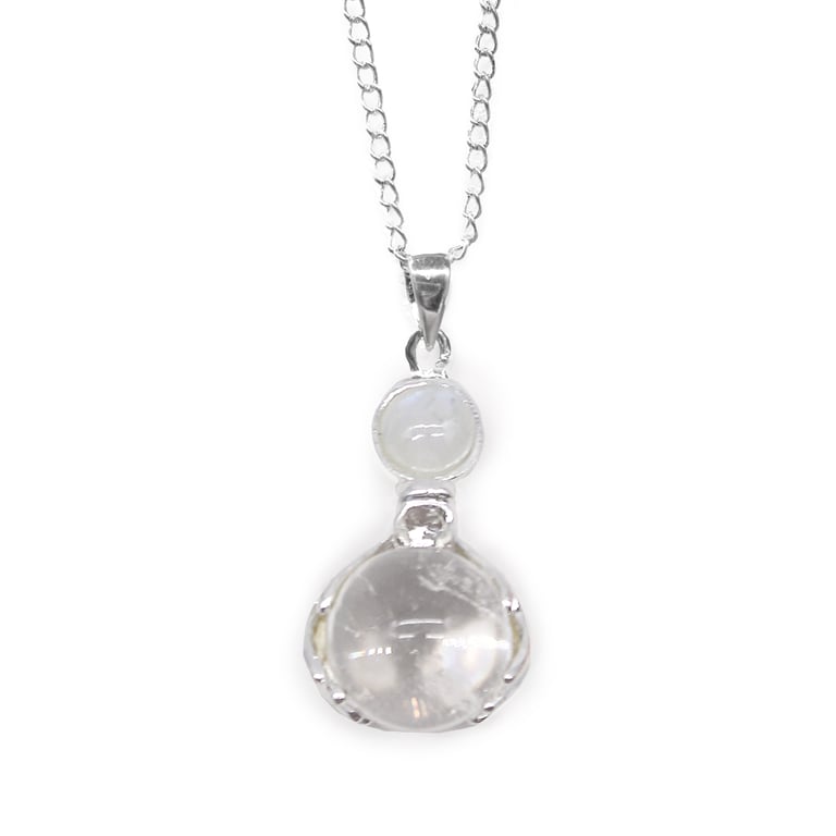 Rock Quartz Gemstone Healing Hands Pendant - Crystal Energy and Balance Jewelry