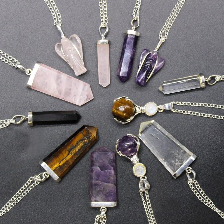 Rose Quartz Gemstone Healing Hands Pendant - Crystal Therapy Jewelry for Relaxation and Balance