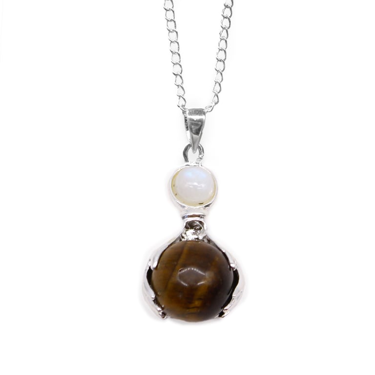Tiger Eye Gemstone Healing Hands Pendant - Natural Energy Enhancer