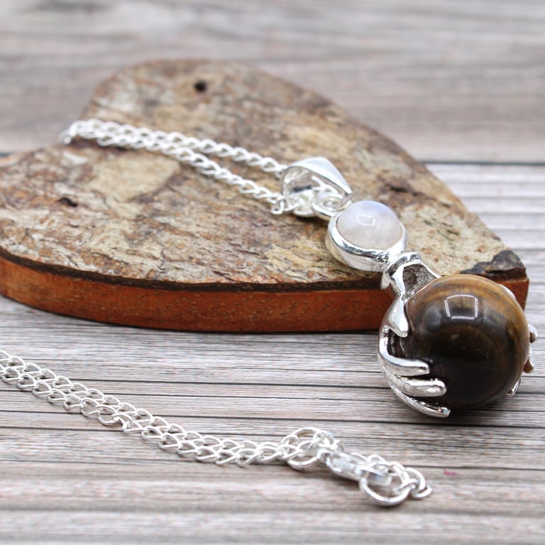 Tiger Eye Gemstone Healing Hands Pendant - Natural Energy Enhancer